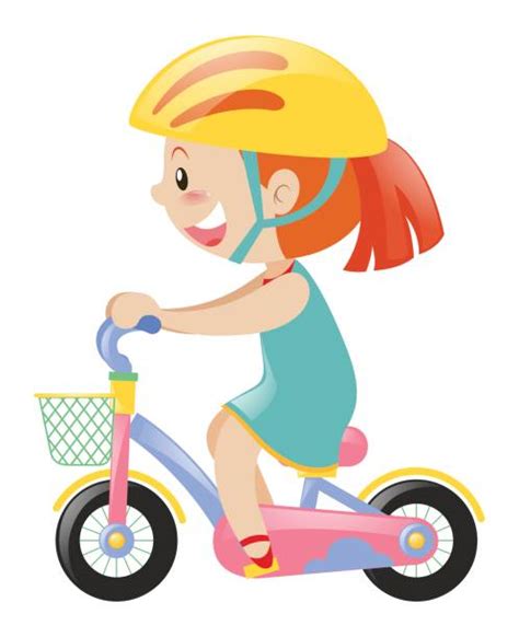 Asian Girl Riding Bike Background Illustrations Royalty Free Vector