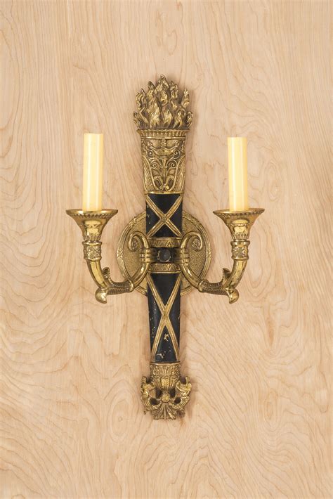 Black And Gold Gothic Two Candle Wall Sconce Wall Lights Collection