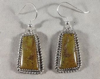 Navajo Green Gaspeite Earrings Pair Of Sterling Silver Hook Etsy