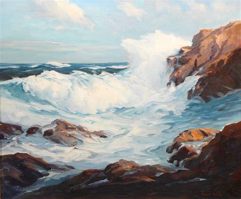 Roger Curtis Oil Painting Surf And Rocks Seascape Ma Seascape Artwork