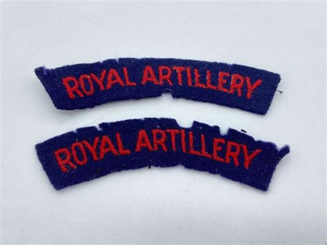 Ww2 British Army Royal Artillery Wool And Embroidered Shoulder Titles