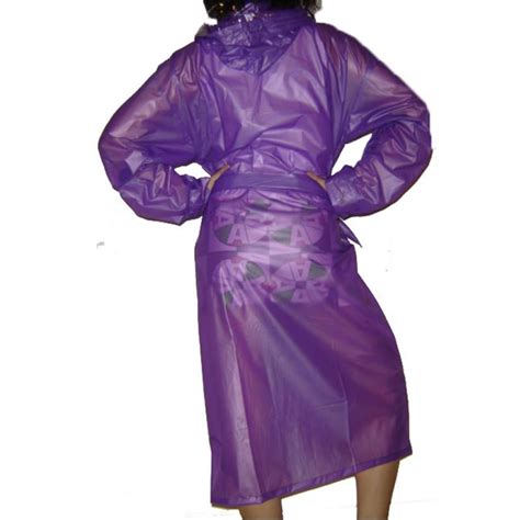 Sexy See Through Soft Smooth Xl Purple Violet Pvc Vinyl Raincoat Mac