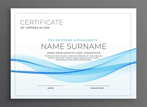 Elegant Blue Wave Diploma Certificate Design Download Free Vector Art