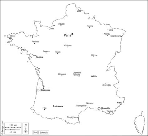 Blank Outline Map Of France