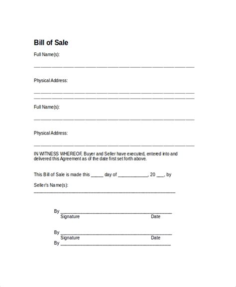 Blank bill of sale for automobile form rating. Bill Of Sale Format - Database - Letter Templates