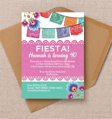 Mexican Fiesta Themed Birthday Party Invitation From £090 Each