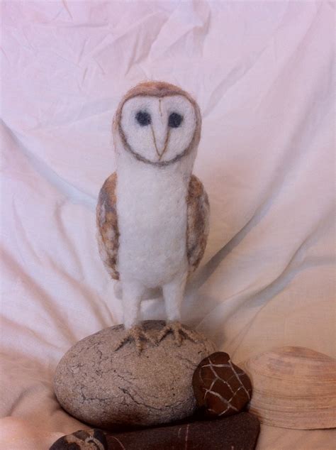 Needle Felted Handmade Miniature Barn Owl Sculpture Felt