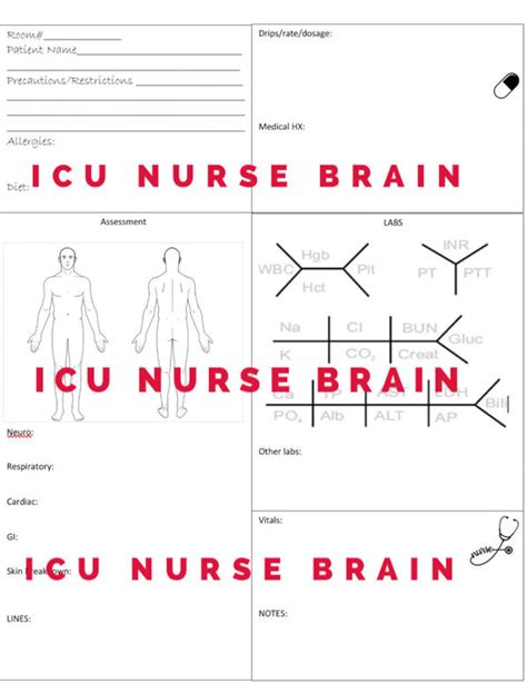 Nurse Brain Sheet Icu Etsy
