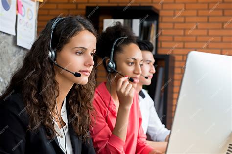 Premium Photo Multiethnic Telemarketing Customer Service Agents Call