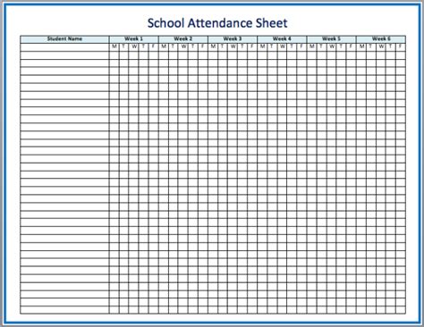 Printable Attendance Sheet