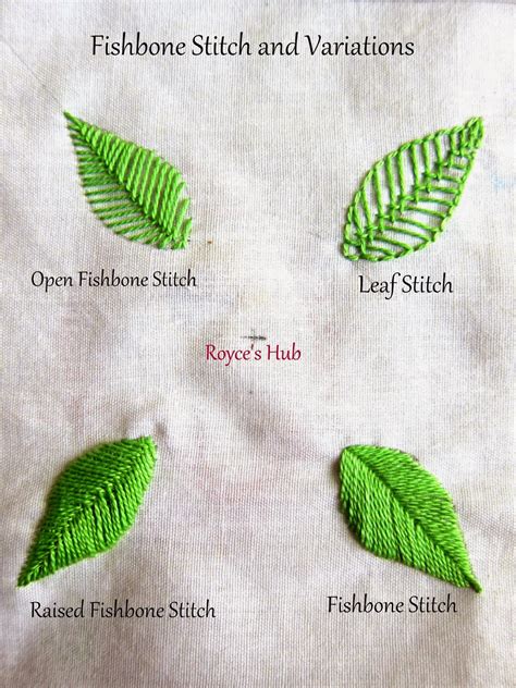 On one hand, satin stitch can create a smooth block of color with a lovely don't let that stop you from learning satin stitch though! Royce's Hub: Embroidery Stitches For Leaves : Fishbone ...