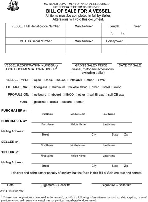 Bill Of Sale Form Maryland Medical Release Form Templates Fillable