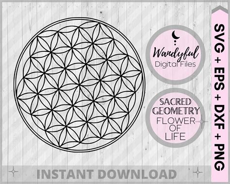 Flower Of Life Svg Files Sacred Geometry Cut Files Mandala Vector Files