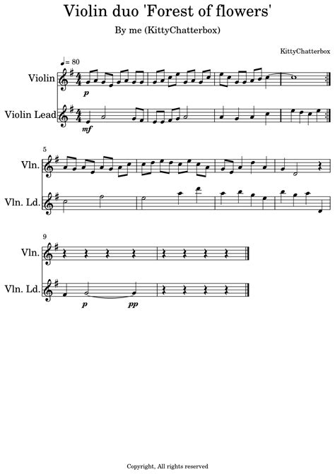 This sheet music is here for you to use as referance only. Violin duo 'Forest of flowers' - Sheet music for Violin