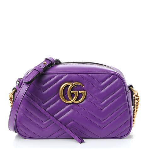 Gucci Calfskin Matelasse Small Gg Marmont Bag Purple 244681