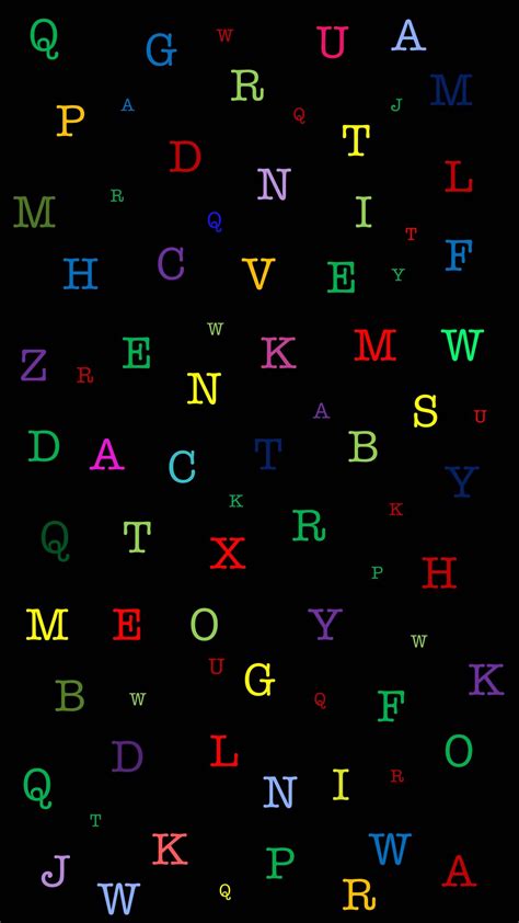 Download Wallpaper 1080x1920 Letters Alphabet Colorful Pattern
