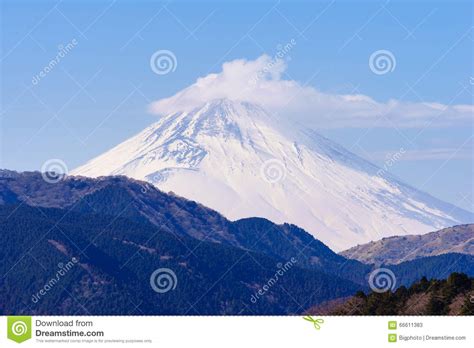 Mountain Fuji At Ashi Lake Hakone In Winter Season Stock Image Image