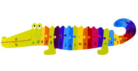 Wooden Crocodile Alphabet Jigsaw Puzzle Orange Tree Toys