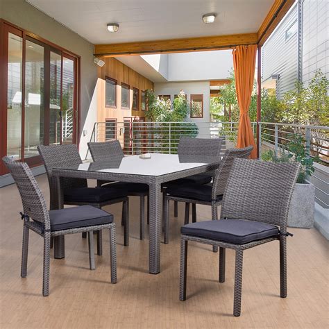 It is very functional and can be arranged many we supply hospitality & commercial businesses; Atlantic Barbados 7 Piece Rectangular Patio Dining Set, Grey