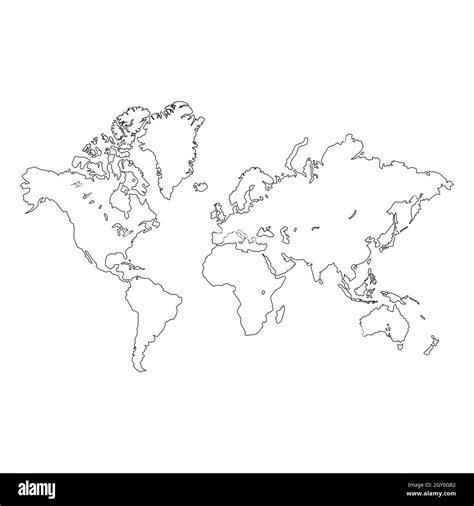 Esquema De Un Mapa Detallado Del Mundo Aislado Sobre Fondo Blanco Todas Las Partes Del Mundo
