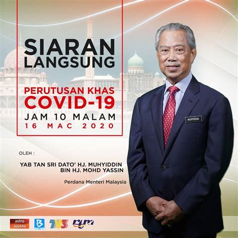 Siaran langsung itu diadakan serentak menerusi saluran rtm, tv3, bernama tv dan astro awani. COVID-19: Tangguh pengumuman PM - Suara Merdeka