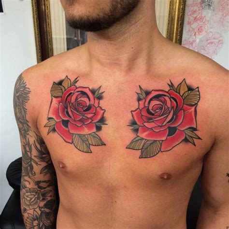 Rose Tattoos On Chest