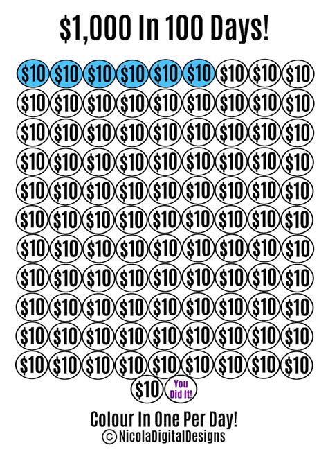1000 Money Saving Challenge Printable Save 1000 In 100 Days