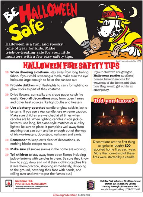 Halloween Safety Tips Holiday Park Vfd