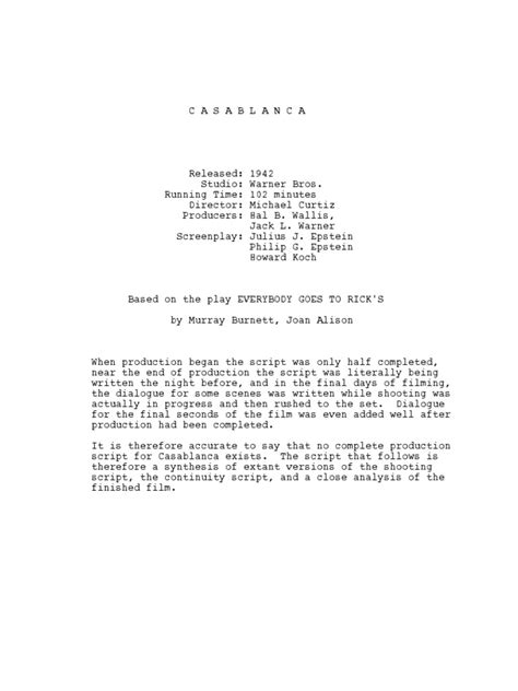 Casablanca Script Pdf