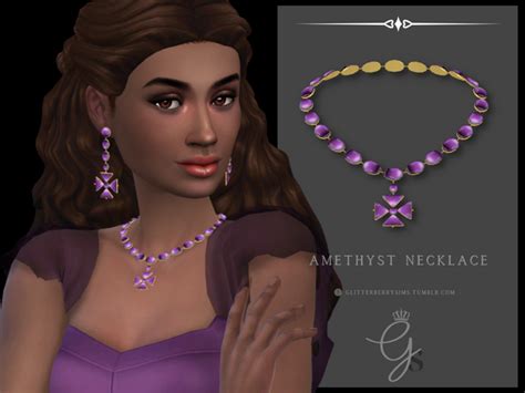 Amethyst Necklace Glitterberry Sims On Patreon In 2022 Sims