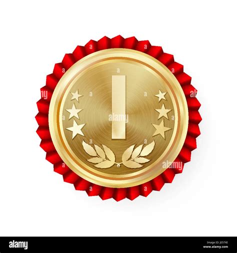 Gold 1st Place Rosette Badge Medal Vector Realistic Achievement With
