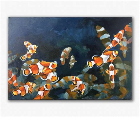 Beautiful Fish Painting Whimsical Fish Art Orange Fish Etsy
