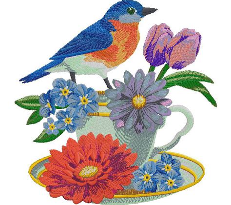 Bird With Flowers Embroidery Design Free Embroidery Design