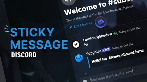 Discord Sticky Message Tutorial 2022 Sapphire Bot Youtube