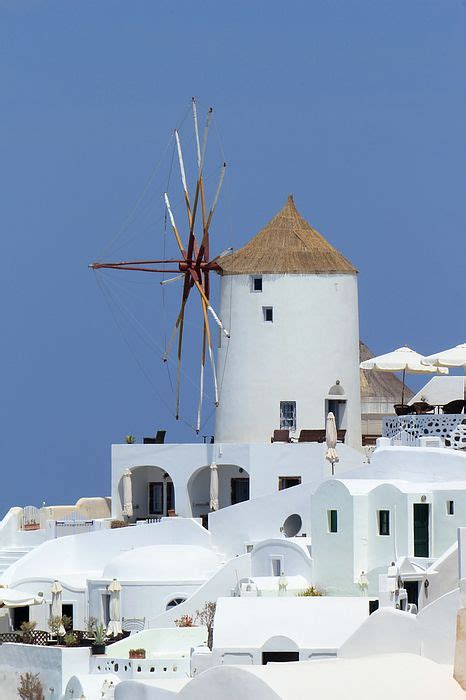 Old Windmill At Oia Santorini Greece By Elena Duvernay Old
