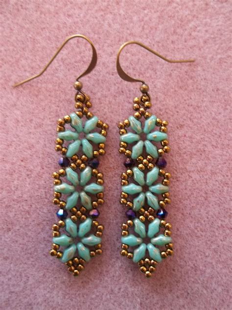 Hexagon Duo Earrings PDF Bead Weaving Tutorial INSTANT Etsy Jewelry