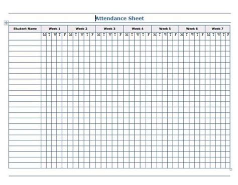 Free Printable Church Attendance Sheets Link