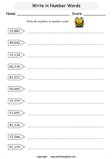 Writing Numbers In Words Worksheets For Grade 4