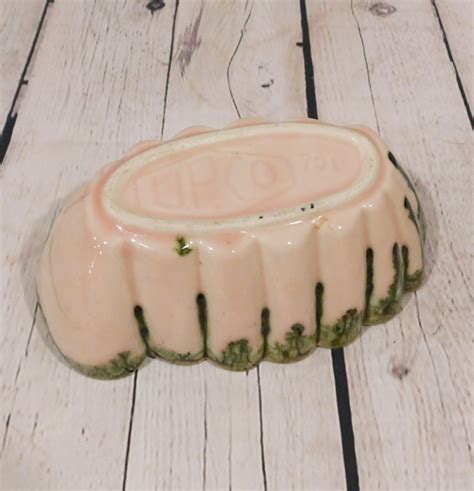 Vintage Pottery Planter Upco Pale Pink With Green And Brown Etsy