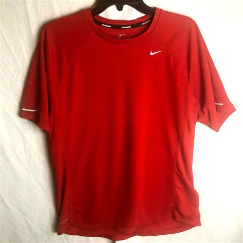 Nike Dri Fit Uv Miler Running Shirt Large Mens Red Short Sleeves Nike