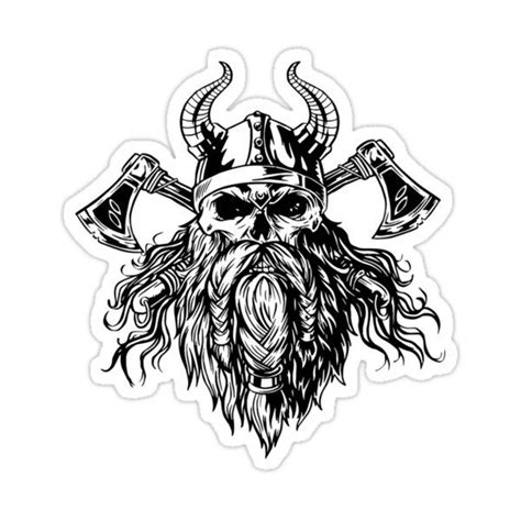 Viking Skull With Beard Sticker By Patrickpod In 2021 Viking Skull