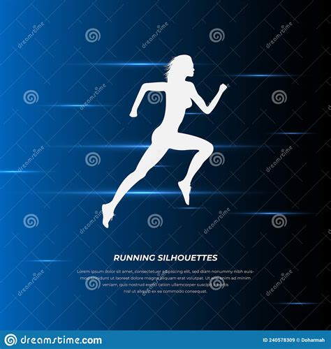 Running Silhouette Background With Neon Glow Lights And Flash Running