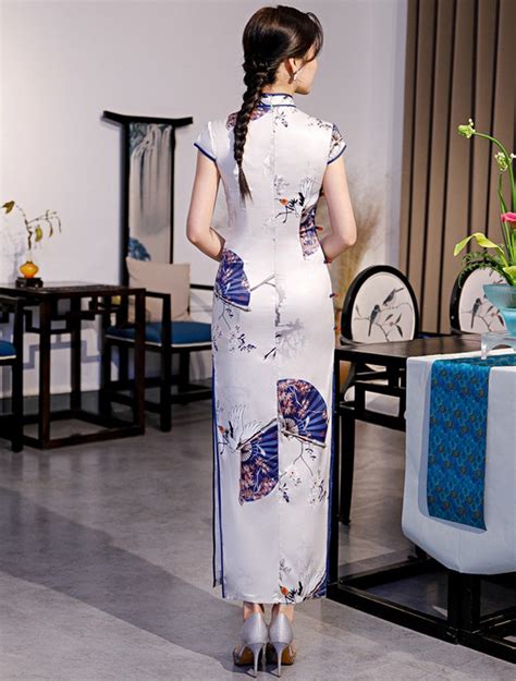 mandarin collar cap sleeve traditional cheongsam chinese dress idreammart