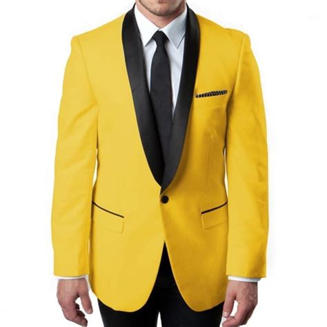 Mens Suits And Blazers Custom Made Men Yellow And Black Groom Tuxedos