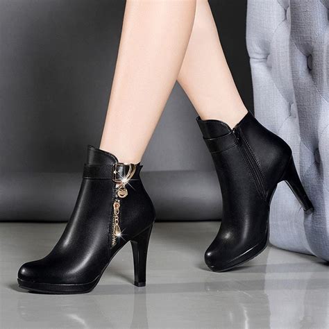 file cabinets womens ankle boots causal slip on zipper chunky stacked block heel booties shoes