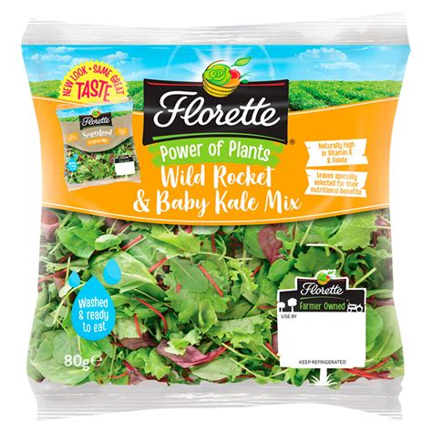 Florette Wild Rocket And Baby Kale Mix 80g Salads Iceland Foods