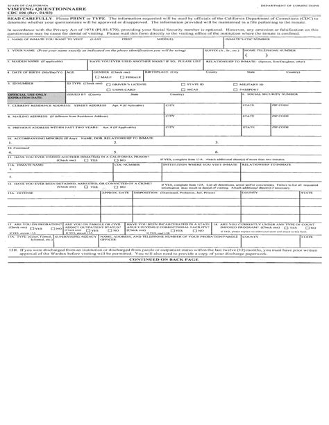 Ca Cdc 106 2024 Form Printable Blank Pdf Online