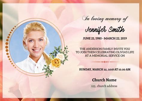 Funeral Announcement Template Postermywall