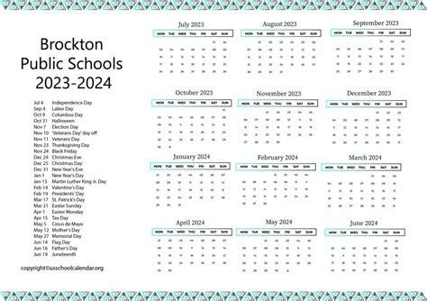 Brockton Public Schools Calendar With Holidays 2023 2024