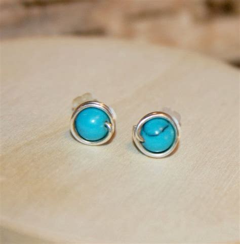 Turquoise Stud Earrings Handmade With Sterling By BirchBarkDesign